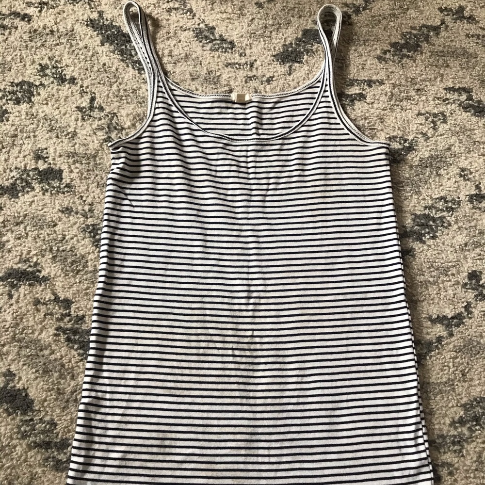 J Crew black and white striped tank